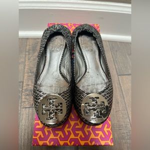 Tory Burch | Leather Snakeskin Style Flats